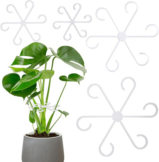 8PCS Climbing Plant Stem Support, 4 Sizes Plastic Houseplant Stem Holders, Reusable Flower Trellis Stem Stakes for Garden, Plant Growth Care Accessories Indoor, Outdoor - Clear