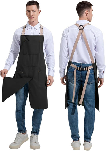 Pottery Apron Split Leg Waterproof Unisex Crossback Apron with Large Pockets