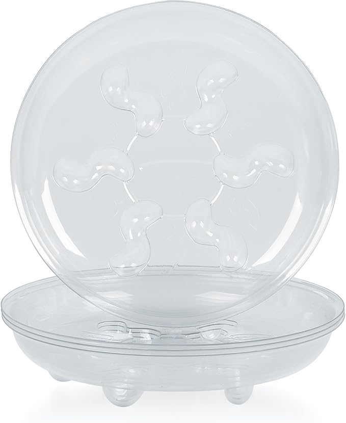 Idyllize 5 Pieces of 10 inch Clear Thick Plastic Heavy Duty Sturdy Plant Saucer Drip Trays for pots (10")