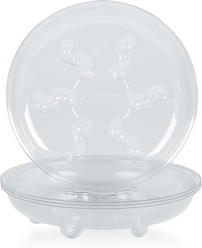 Idyllize 5 Pieces of 10 inch Clear Thick Plastic Heavy Duty Sturdy Plant Saucer Drip Trays for pots (10")
