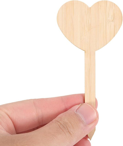 20Pcs Wooden Heart Design Plant Labels Garden Markers for Potted Plants Durable Wooden Tags for Plant Identification and Decoration Indoor and Outdoor Use