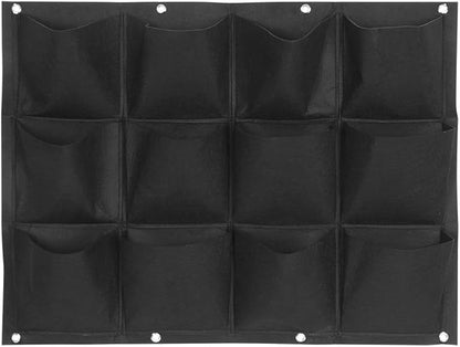Plant Grow Bag for Vertical Gardening with 12 Pockets, Wall-Mounted Hanging Planter for Flowers and Vegetables, Felt Planting Bag for Indoor Outdoor Balcony and Patio Use in