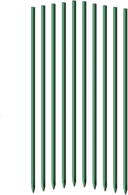 5ft Garden Stakes 3/8" Diameter FRP Plant Supporting Stakes for Climbing Tomato Cucumber Strawberry Bean Tree, Dark Green (10pack 60inch)