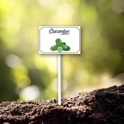 Boylee 8x12inch Aluminum Cucumber Garden Sign with Stake for Vegetables, Herbs, Flowers, Potted Plants