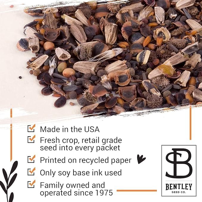 Bentley Seed Co. | The Earth Laughs in Flowers | Beautiful Illustrated Flower Design Art and Quote | Environmental Favor | Pollinator Wildflower Mix Seed Packets | Eco-Friendly Hand Out Gift | 25 Pack