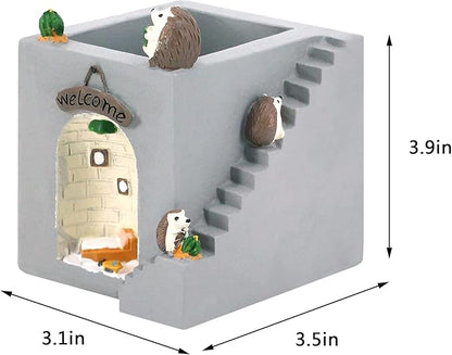 Segreto Creative Stairs Flower Pots Resin Planter Plants Vase with Drainage for Succulent Planting Pot(Hedgehog)