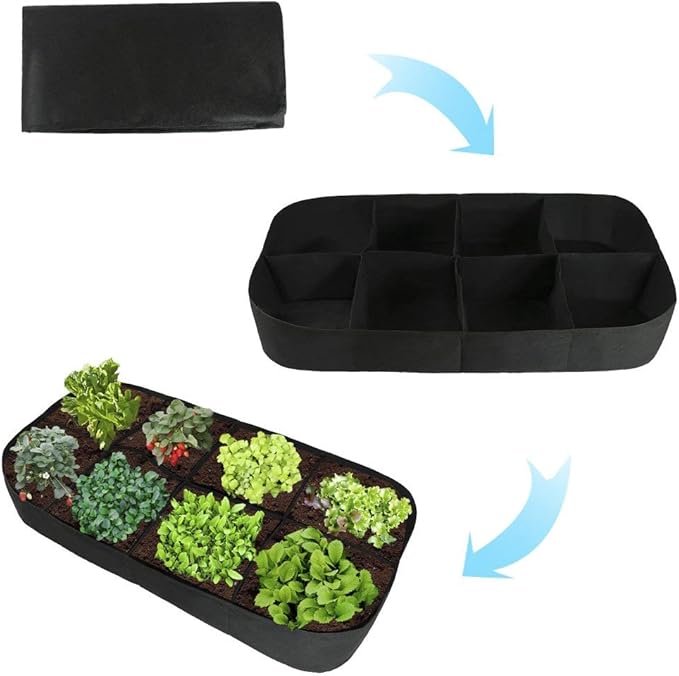 Raised Garden Bed with Grow Grid,135 Gallon Elevated Flower Vegetables Bed Planter Box,Planting Container,Plant Root Pouch Pots,Garden Tub