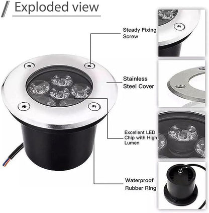 Low Voltage In-Ground LED Well Lights Landscape Lighting 6W 12V 24V Outdoor Landscape Light Waterproof IP67 Pathway Driveway Deck Step Fence Garden Lights