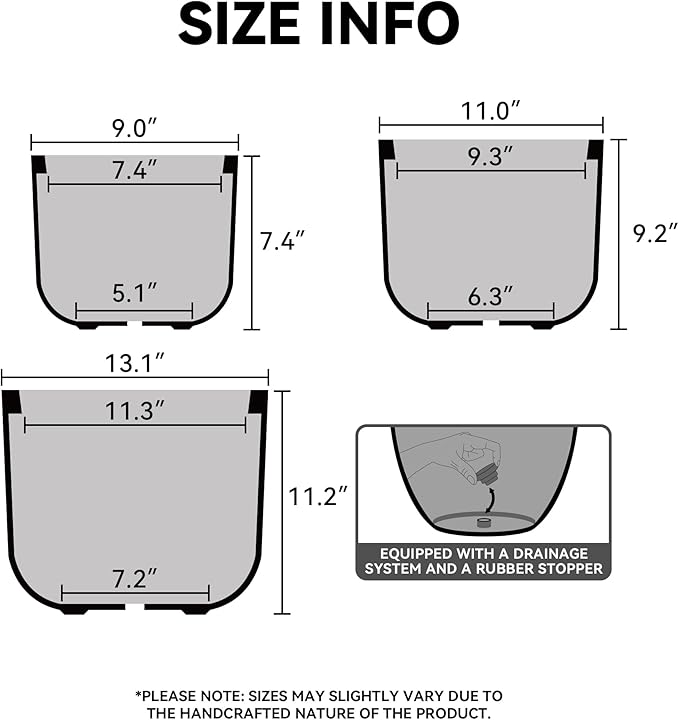 Kante Round Concrete Planter, 9 Inch Dia Classic Style Large Plant Pot with Drainage Hole for Indoor & Outdoor Plants, Ideal for Home, Patio, Garden, Weathered Concrete