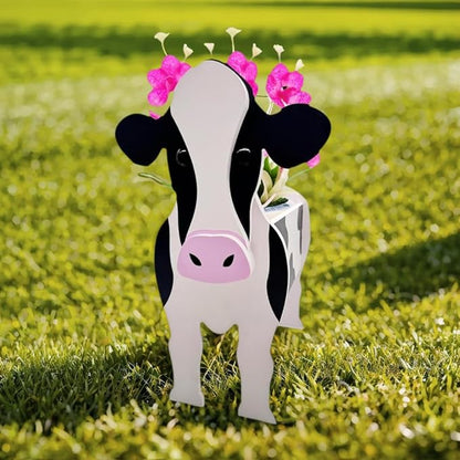 Cute Animal Planter Pot, Flower Pot for Indoor/Outdoor,Small Cute PVC Animal Face Shape Plant Container Best for Home Office Garden Decor (Milk Cow)