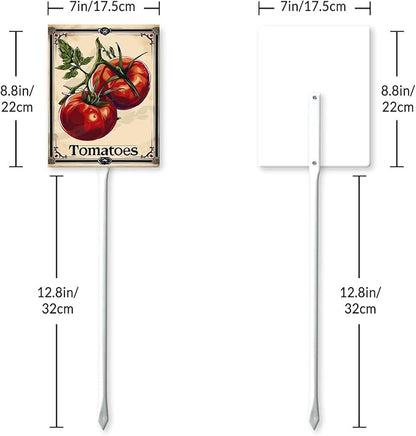 Uptell Vegetable Garden Tomatoes Yard Sign Label With Stake Plant Markers For Outdoor Plants Waterproof 7x8.8inch Nursery Garden Outdoor Sign