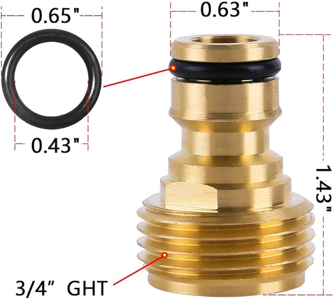HQMPC Garden Hose Quick Connect Solid Brass Quick Connector Garden Hose Fitting Water Hose Connectors 3/4 inch GHT (6 Sets)