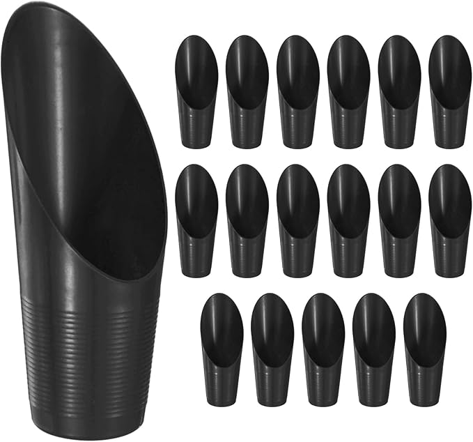 18-Pack Bonsai Soil Scoops, Plastic Garden Soil Scoops Bucket Shovel Potting Scoopers for Transplanting/Flower Planting/Plant Succulent, Colorful Small Gardening Tools [Black]