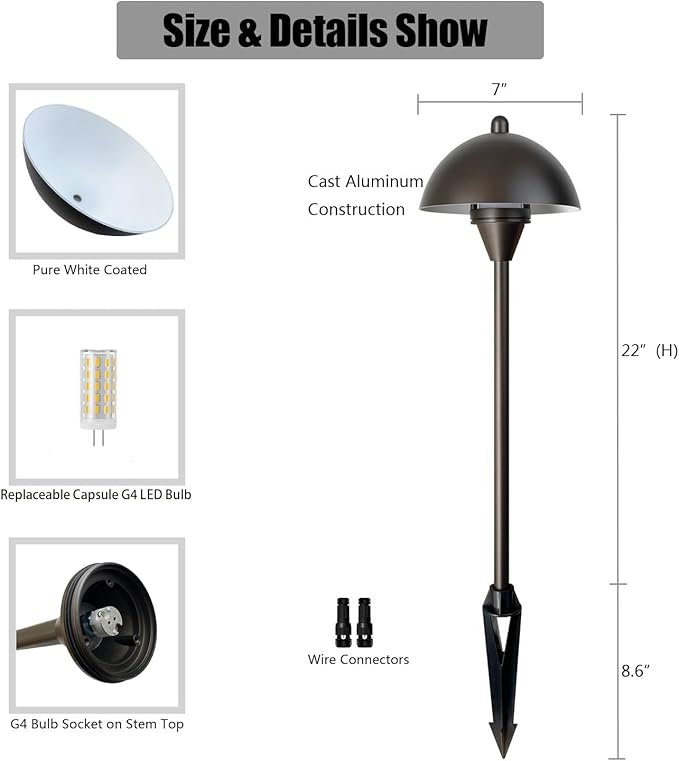 Arrownine Low Voltage Pathway Lights,Replaceable Path Lights G4 LED Outdoor Landscape Lighting Driveway Walkway Garden Yard Light Oil Rubbed Bronze Warm White Pack of 2