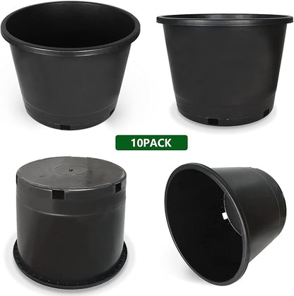 5-Pack 8.4 Gallon Round Planter Nursery Pots, Flower Plant Container Injection Molded Plastic Nursery Pot Gardening Pots for Indoor Outdoor Vegetables, Succulents, Black
