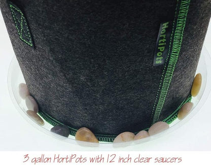 HORTIPOTS Round Pot Saucers 12 inch Clear Plastics (Pack of 10)