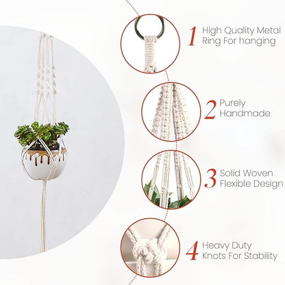 feedee Macrame Plant Hangers for Plants - 6 Pack Macromay Plant Hangers for Indoor Plant Hanger, Boho & Home Decor