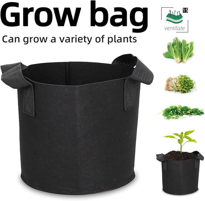 Grow Bags,Growing Pot Bags Garden Grow Bag Indoor Outdoor Fabric Aeration Plant Pot Container Flower Vegetable Pouch (Black,15Gallon)