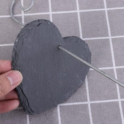GANAZONO Plant Labels for Outdoor Garden Slate Garden Signs Heart Shaped Reusable Garden Chalkboard Labels Plant Markers Nursery Garden Labels 3 Pcs 10cm