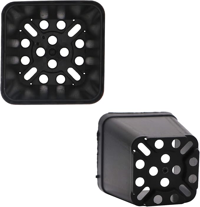Pastic Nursery Pots Square Plant Pot 100 Pcs Durable Balck Starter Container for Starting Seedlings or Succulents (2.2 Inch)