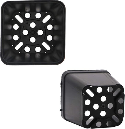 Pastic Nursery Pots Square Plant Pot 100 Pcs Durable Balck Starter Container for Starting Seedlings or Succulents (2.2 Inch)