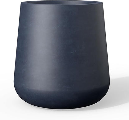 Kante 9.8-Inch Dia Round Concrete Garden Pot with Drainage Hole & Rubber Plug - Indoor/Outdoor Lagre Plant Pot for Home, Garden, Patio, Charcoal