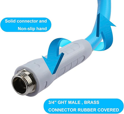 HQMPC Hose Garden Hose With 5/8 in. x 50 ft., Water Hose Heavy Duty Durable Material Water Hose with Solid Fittings (BLUE)
