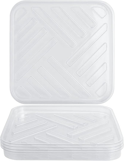Idyllize 5 Pack 12 Inch of Plastic Plant Saucer, Square Clear Drip Trays for Indoors & Outdoor Plants, Durable Thick Saucer for Flower Pot (12")