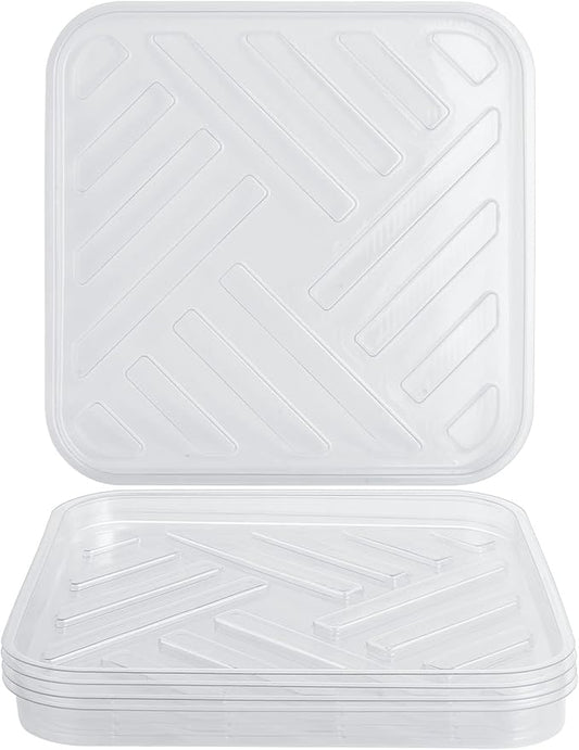 Idyllize 5 Pack 8.5 Inch of Plastic Plant Saucer, Square Clear Drip Trays for Indoors & Outdoor Plants, Durable Thick Saucer for Flower Pot (8.5")