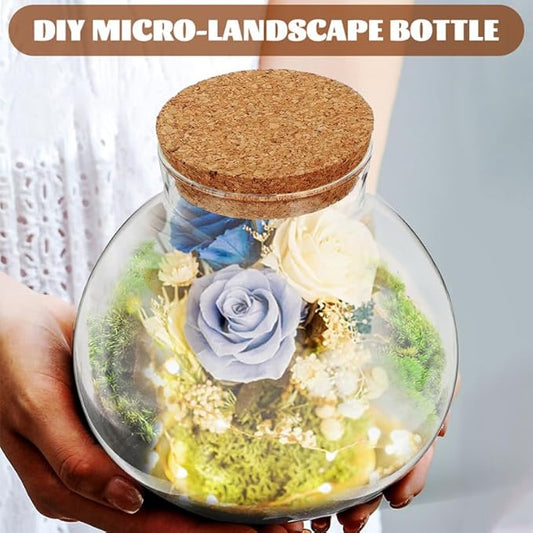 2pcs Round Glass Jar Terrarium Container Ball Succulent Plant Terrarium Buds Vases Easter Candy Jar Message Wishes Bottle with Cork Lid for Plant 15cmx16