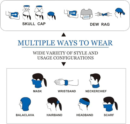 6-Pack Balaclava Face Mask for Men & Women - UV Protection Neck Gaiter, Multi-Use Cycling Mask & Breathable Headband
