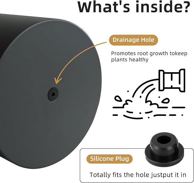 Metal Plant Pot with Drainage Hole,Mid Century Modern 7 inch Round Pot Indoor Outdoor Planters for Decorative Pots of Tabletop Living Room Bedroom Grey