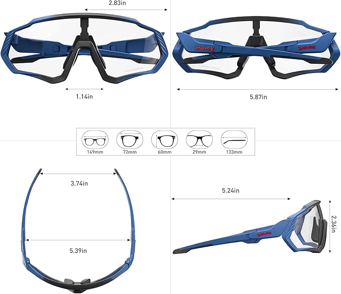 KAPVOE Photochromic Cycling Glasses Men Women Mountain Bike Sunglasses Clear MTB Bicycle Riding - K9408