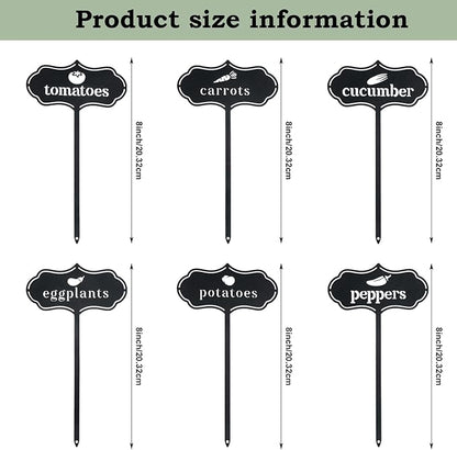 6 Pack Metal Seed and Plant Markers Garden Signs for Vegetables 8 Inch Waterproof Reusable Garden Label Stakes Tags with Names for Vegetable Indoor Outdoor Farmhouse Greenhouse