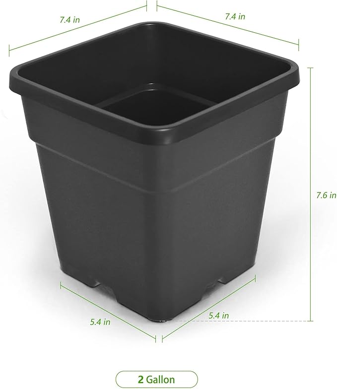 HOSTIC 1.4 Gallon Square Nursery Pots Flexible Plastic Pots for Plants Gallon Pot with Drainage Holes 10 Pcs