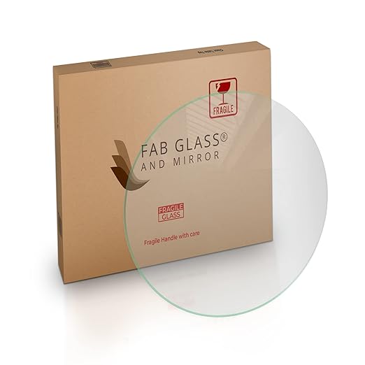 Custom Cut Round Glass Table Top 1/2" Thick - Clear Tempered Glass Cut to Size - Replacement for Table Tops with Flat Edge