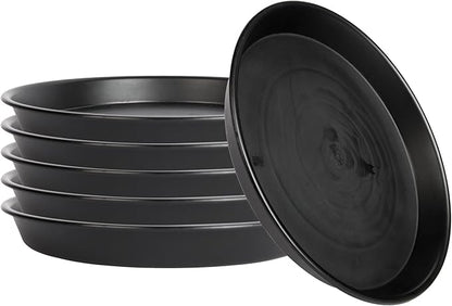 12 Inch Round Plastic Classic Plant Saucer, 6 Pack Plant Saucer Tray, Plastic Plant Trays for Pots, Extra-Deep Plant Water Dray Tray, 12",Black