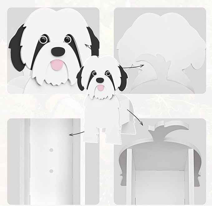 Shih Tzu Dog Planter, Cute Animal Shape Flower Planters, Plant Pots for Indoor/Outdoor Garden Decor, Unique Gifts/Souvenirs for Pet Lovers (Black)