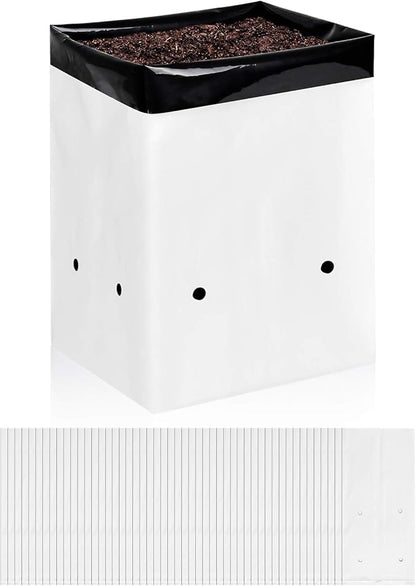 iPower GLGROWBAGFILM3X50 50-Pack 3 Gallon Black and White Grow Bags Panda Film Containers for Plants, Seedling and Rooting, Square Shape