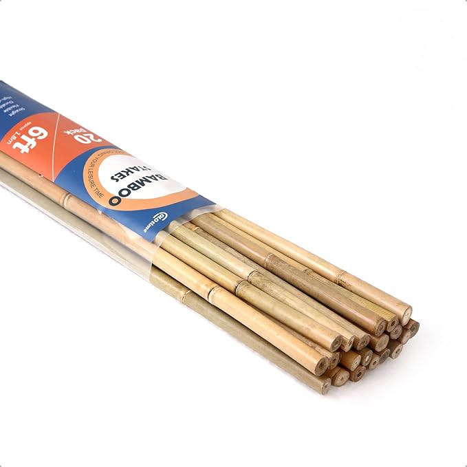 Bamboo Stakes 6FT Garden Stakes Plant Stakes for Outdoor Climbing Plants Poles Support Mini Tree Vines Pole Beans Cucumber 20 Pack