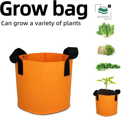 Grow Bags,Growing Pot Bags Garden Grow Bag Indoor Outdoor Fabric Aeration Plant Pot Container Flower Vegetable Pouch (Light Orange,1 Gallon)