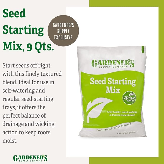 Gardeners Supply Company SuperRoot Booster Seed Starter Mix | Promotes Strong Roots & Boost Plant Growth | High Nutrients Plant Food for Seed Starting Trays and Planters - (9 Quarts)