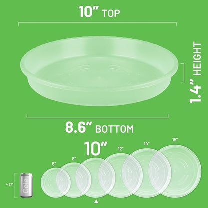 MUDEELA 6 Pack of 10 Inches Plant Saucers for Indoor, Durable Plastic Round Plant Tray Plant Dish Pant Plate to Catch Water for Flower and Plant Pot, Thicker, Stronger, Deeper, Clear