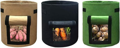 CANDeal 3pcs of Planter Grow Bags Potatoes Pot Carrot Tub Vegetable Cultivation with Underside Flap Access 4 Gallon Color Assorted