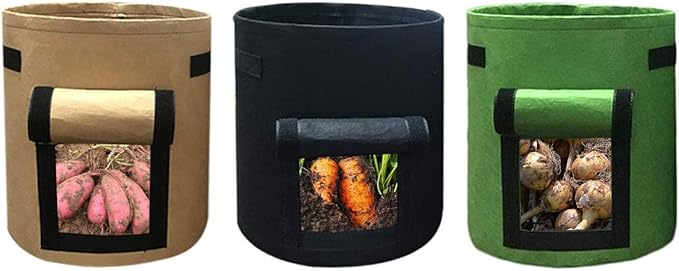 CANDeal 3pcs of Planter Grow Bags Potatoes Pot Carrot Tub Vegetable Cultivation with Underside Flap Access 7 Gallon Color Assorted