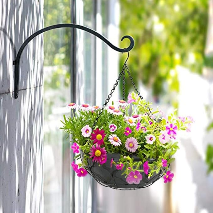 nongcunren Non-Woven Fabric Plant Grow Bags Replacement 16 inch 2 Pack Coco Liner Window Basket,Trough Shaped Wall and Deck Mount Planters,Round Hanging Basket (2Pack, 16IN)