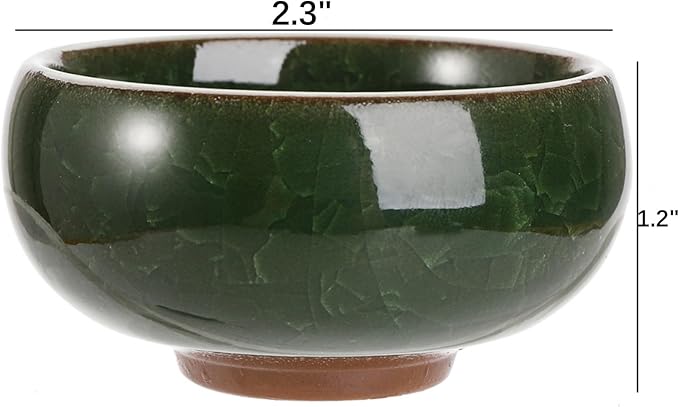 Lawei 12 Pack Ice Crack Succulent Pots with Bamboo Saucer - Ceramic Mini Cactus Plant Pots Flower Pots Container Planter for Home Garden Office Decoration