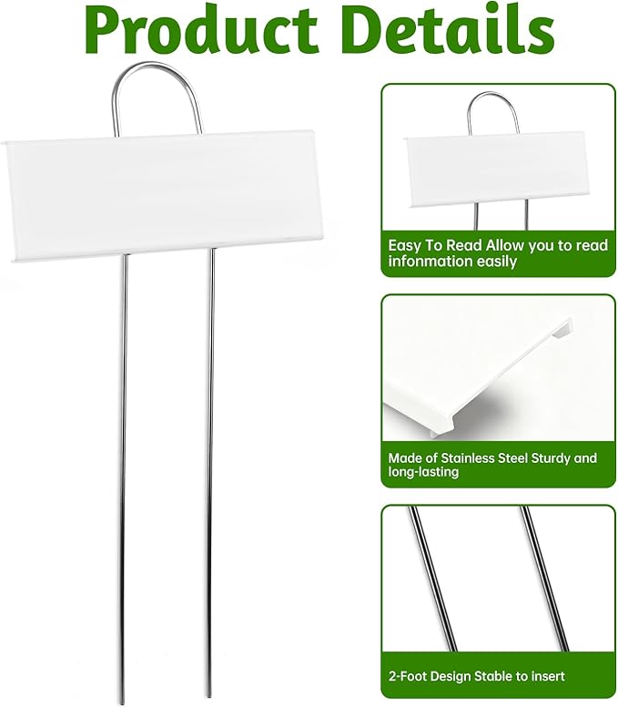 20 PCS Metal Plant Labels for Outdoor Garden Weatherproof, Reusable Metal Plant Markers, for Plants Herb Seedlings Flowers (White)