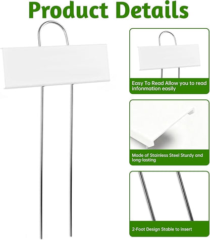 20 PCS Metal Plant Labels for Outdoor Garden Weatherproof, Reusable Metal Plant Markers, for Plants Herb Seedlings Flowers (White)