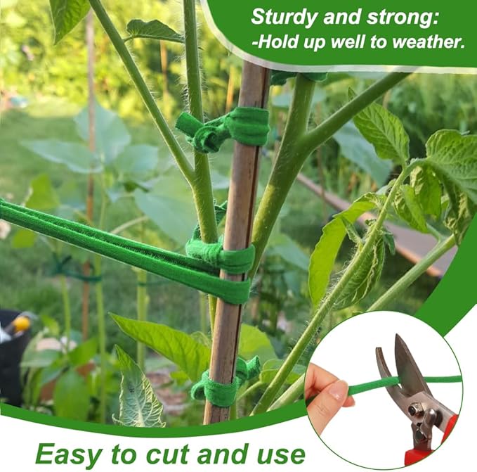 Shintop 2 Packs Garden Twine, Soft Plant Ties Green Tomato Ties Stretchy Garden String for Supporting and Tying Climbing Plants Veggies Flower(98 Feet/Roll